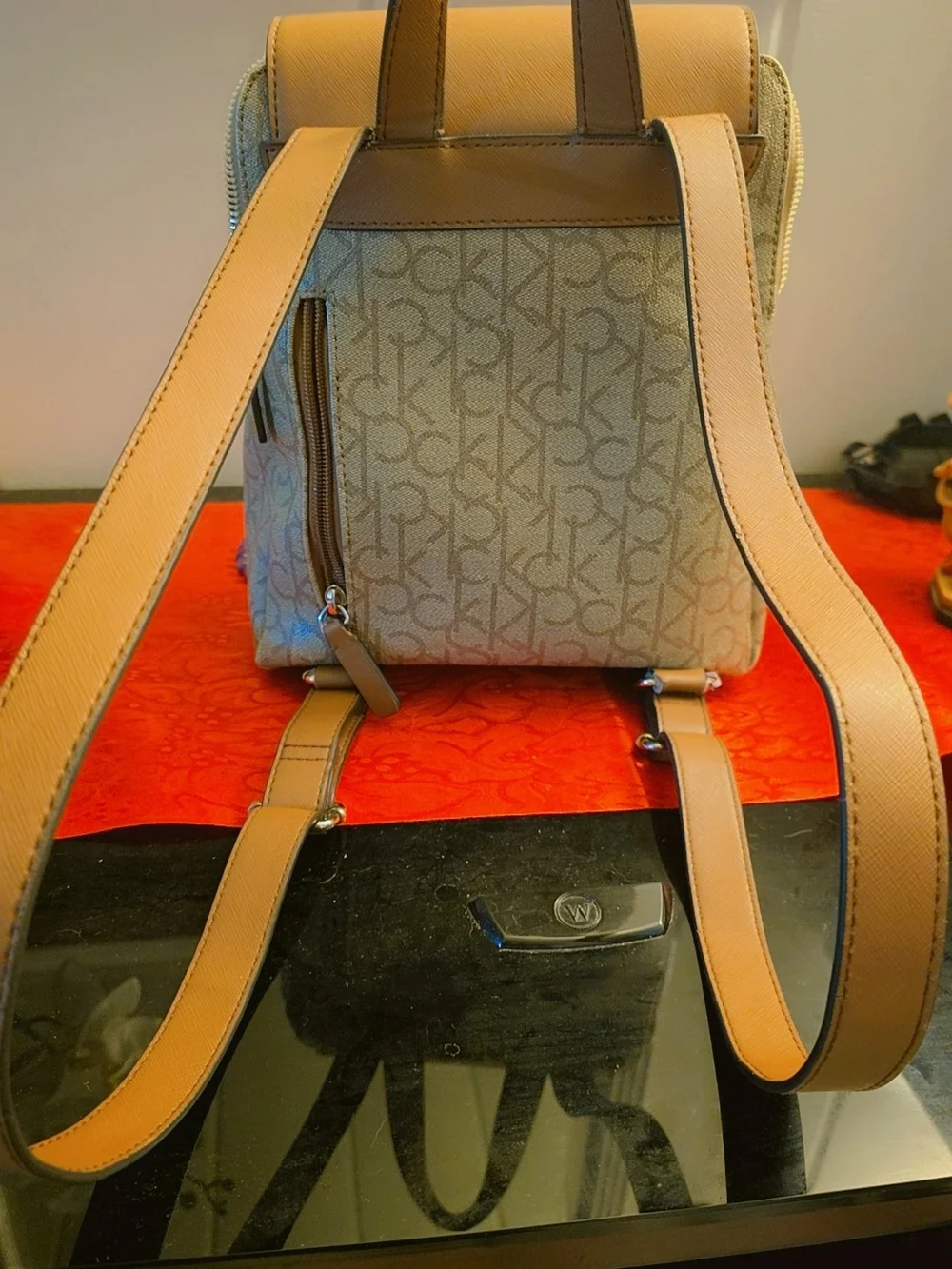 Calvin Klein Brown Logo Mini Backpack